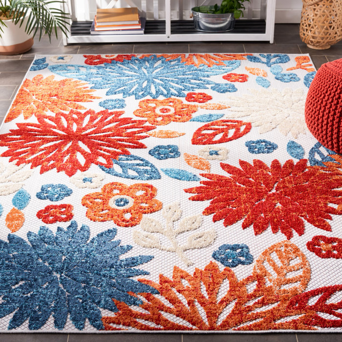 Ebern Designs Kellems Flatweave Red/Blue Indoor/Outdoor Rug & Reviews